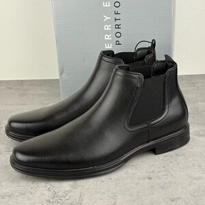 NEW Perry Ellis Portfolio Men's Leather Chelsea Ankle Boots - SIZE 9.5 - BLACK
